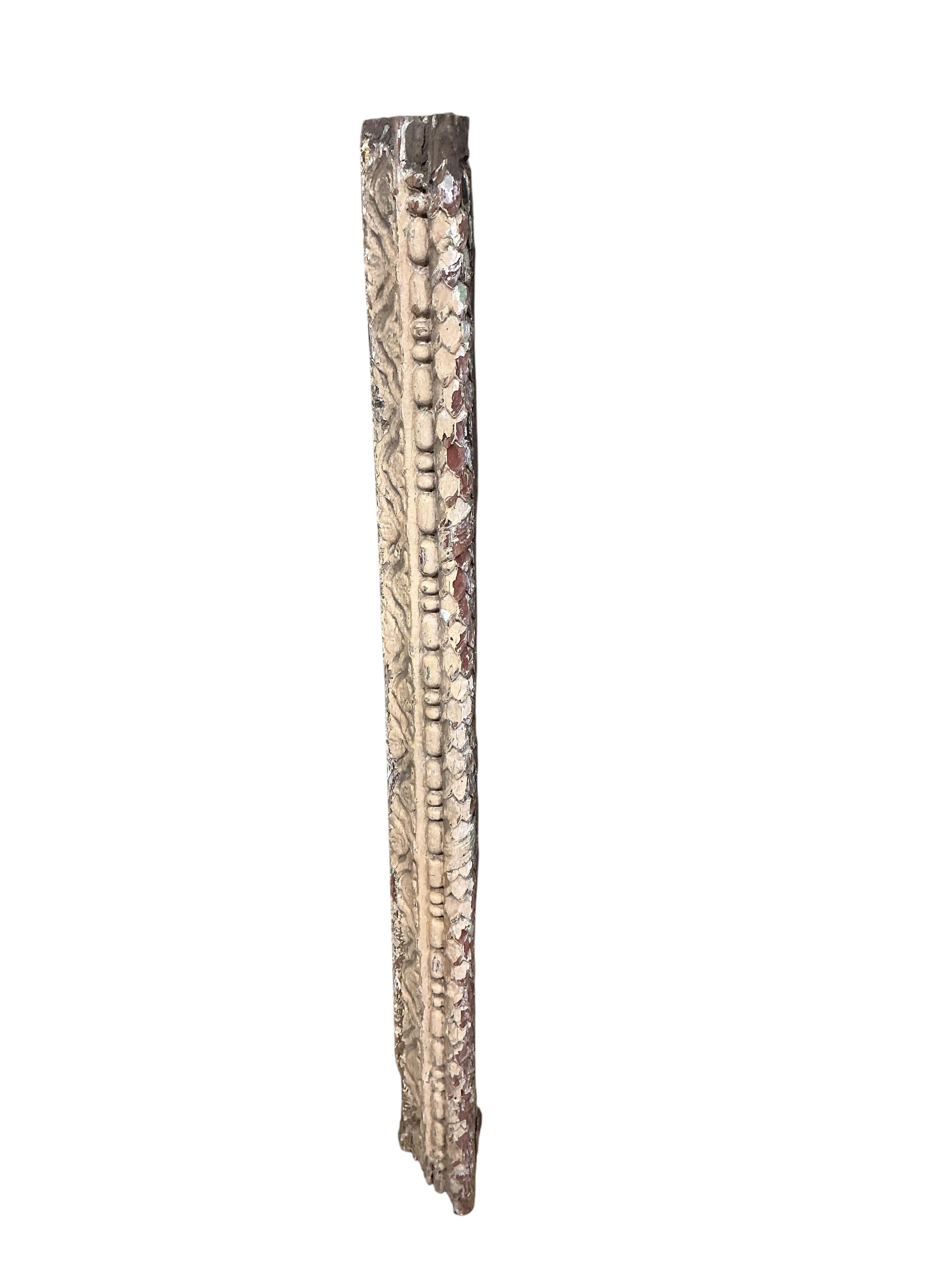 Two sections of 19th century carved pine and composition moulding, combined length approx. 340cm